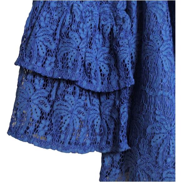 Lilly Pulitzer Tobyn Top Cobalt Blue Lace OTS Blouse Tiered Sleeves Size S - Picture 4 of 10